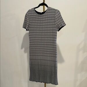 Elegant Black and White Striped Dress